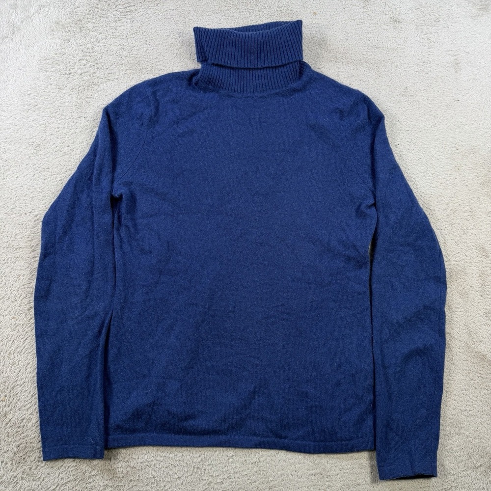 Lord & Taylor Sweater Womens Medium Blue 100% Cashmere Turtleneck Pullover Soft